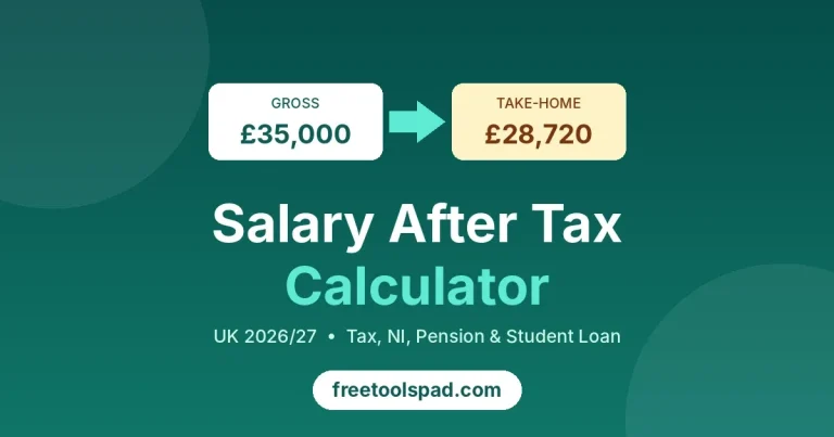 Salary after tax calculator showing UK take-home pay